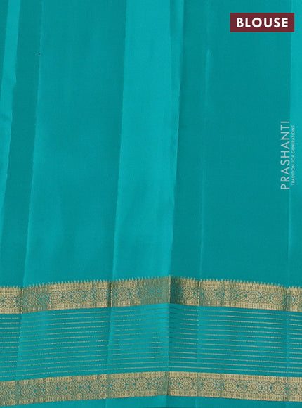 Kanchipuram silk saree dual shade of teal green and teal green with zari woven buttas and long zari woven border