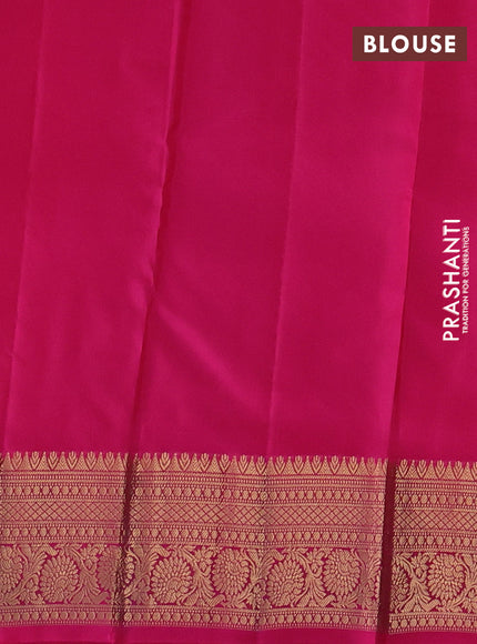 Kanchipuram silk saree sunset orange and pink with zari woven buttas and long zari woven border