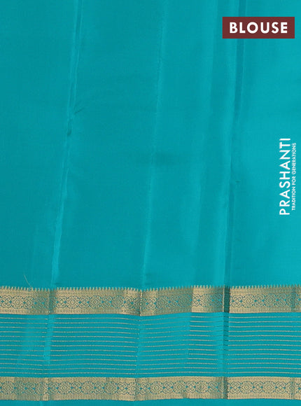 Kanchipuram silk saree teal green and teal blue with zari woven buttas and long zari woven border