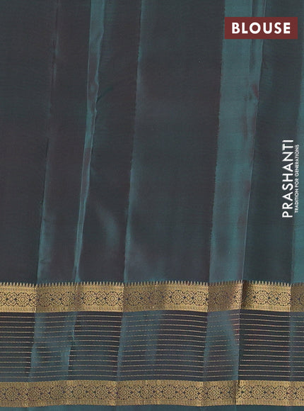 Kanchipuram silk saree maroon and dual shade of teal green with zari woven buttas and zari woven border
