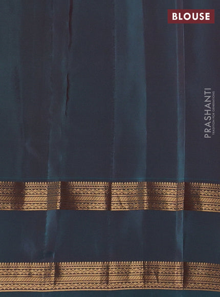 Kanchipuram silk saree maroon and peacock green with zari woven buttas and rettapet zari woven border