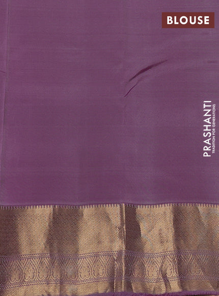 Kanchipuram silk saree beige and dual shade of purple with allover zari weaves & buttas and long zari woven border