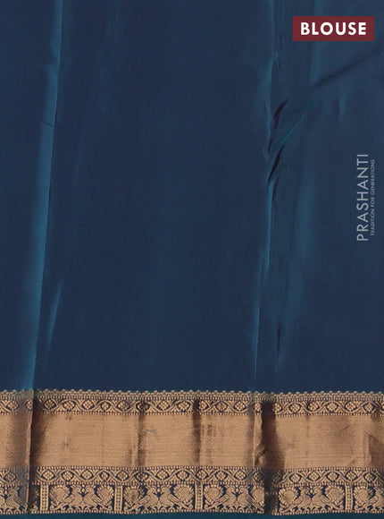 Kanchipuram silk saree purple and teal green with allover zari woven buttas and rich zari woven border