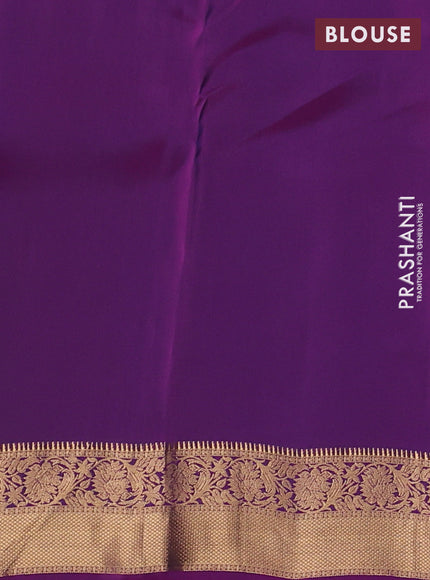 Kanchipuram silk saree teal blue and magenta pink with allover zari woven stripes & buttas and zari woven border