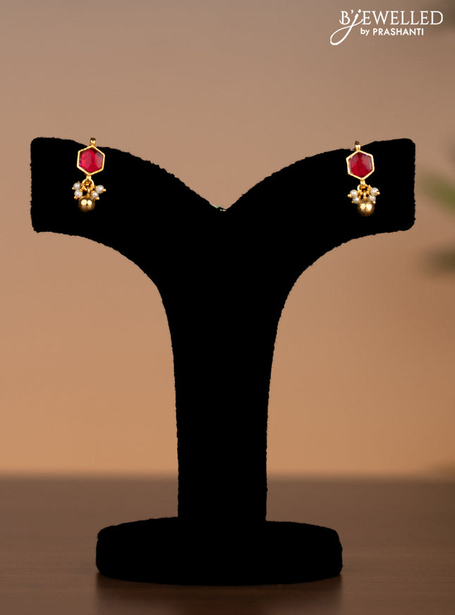 Invisible chain with kemp pachi kundan stones and pearl & golden beads hanging