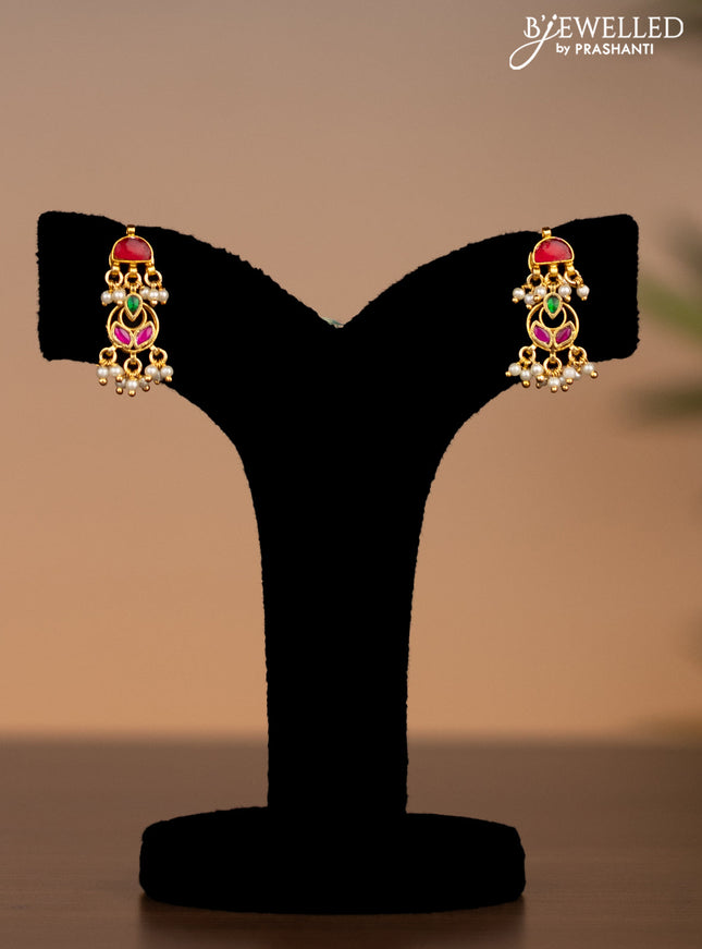 Invisible chain with kemp pachi kundan stones and pearl hangings