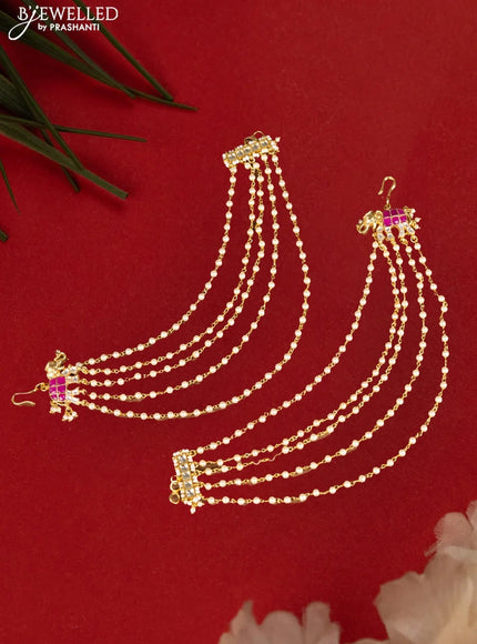 Antique mattal elephant design with pink pachi kundan stones