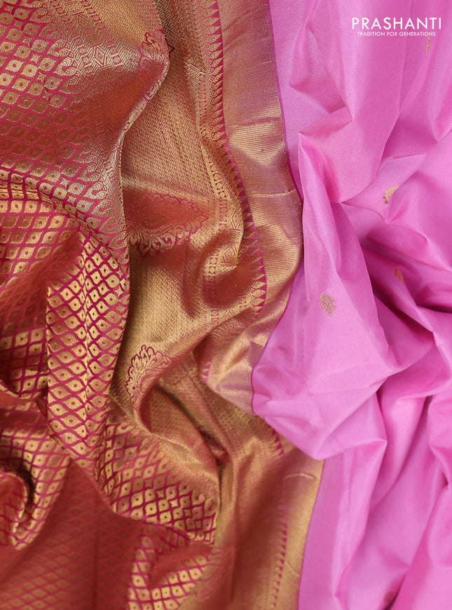 Pure gadwal silk saree light pink and dual shade of rustic pink with zari woven buttas and temple design zari woven border