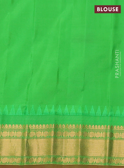 Pure gadwal silk saree pink and green with zari woven buttas and temple design zari woven border