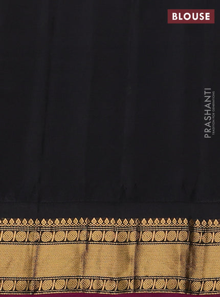 Pure gadwal silk saree light green and black with zari woven buttas and temple design zari woven border