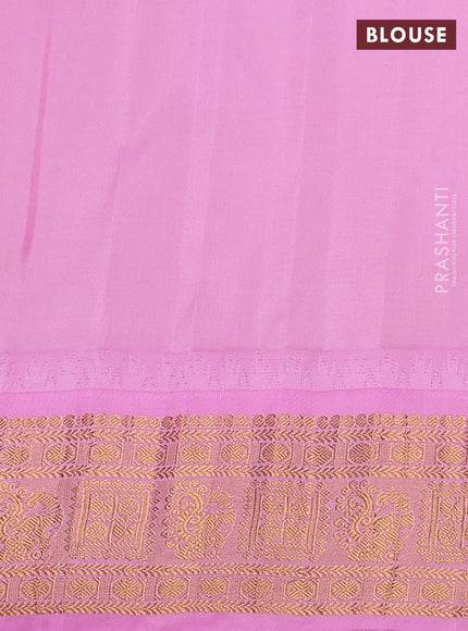 Pure gadwal silk saree dark magenta pink and light pink with zari woven buttas and temple design zari woven border