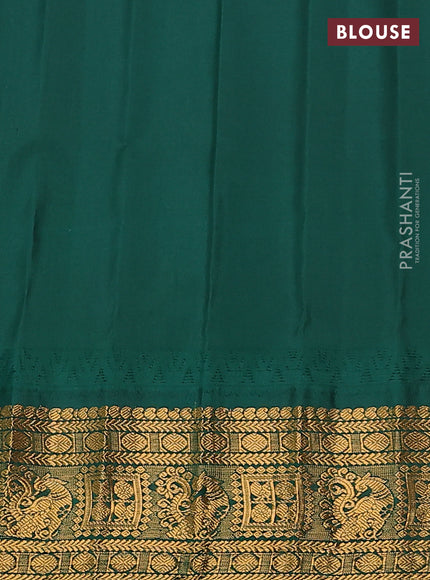 Pure gadwal silk saree mustard yellow and dark green with zari woven buttas and temple design zari woven border
