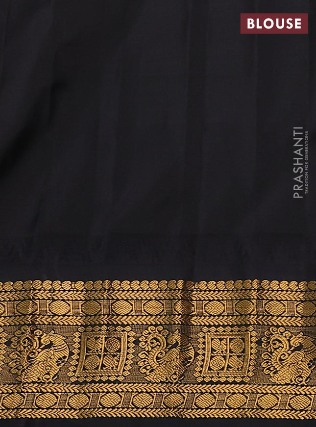 Pure gadwal silk saree peach shade and black with zari woven buttas and temple design zari woven border