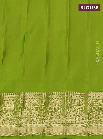 Pure gadwal silk saree mauve pink and light green with zari woven buttas and temple design zari woven border