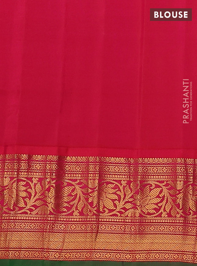Pure gadwal silk saree black and pink with floral zari woven buttas and zari woven korvai border