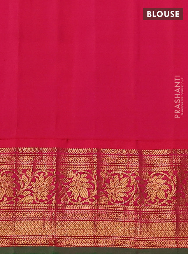 Pure gadwal silk saree sandal and purple with floral zari woven buttas and zari woven korvai border