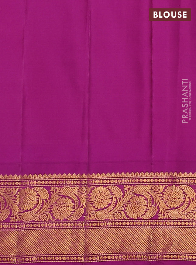 Pure gadwal silk saree light blue and purple with allover checked pattern & zari buttas and temple design zari woven border