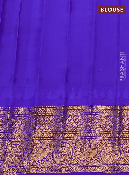 Pure gadwal silk saree light green and blue with zari woven buttas and temple design zari woven border
