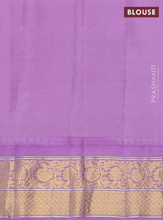 Pure gadwal silk saree teal blue and lavender with zari woven buttas and temple design zari woven border