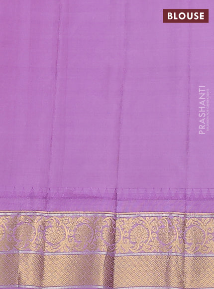 Pure gadwal silk saree blue and lavender with zari woven buttas and temple design zari woven border