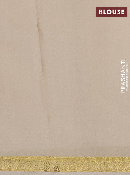 Pure mysore silk saree cream with plain body and zari woven border