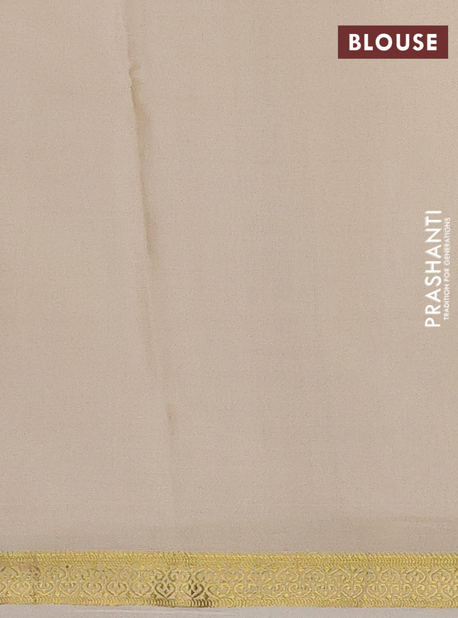 Pure mysore silk saree cream with plain body and zari woven border