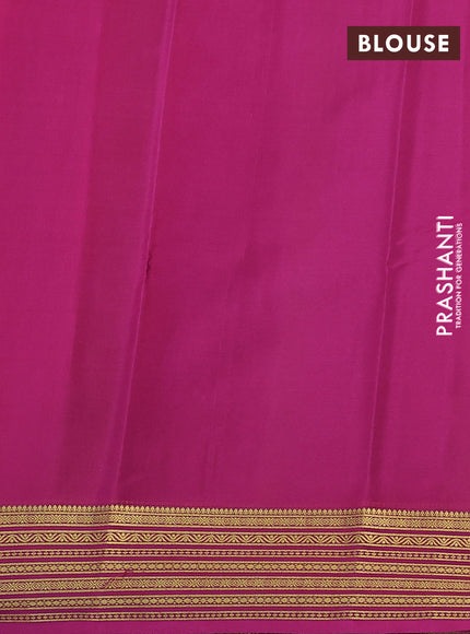 Pure mysore silk saree black and pink with plain body and zari woven border
