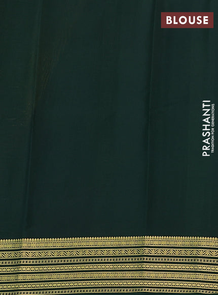 Pure mysore silk saree mango yellow and dark green with plain body and zari woven border
