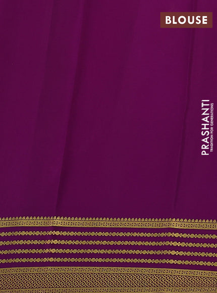 Pure mysore silk saree light pink and purple with plain body and zari woven border
