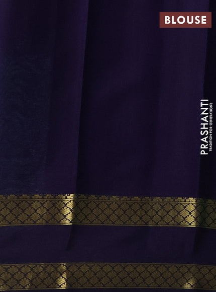 Pure mysore silk saree teal blue and dark blue with plain body and rettapet zari woven border