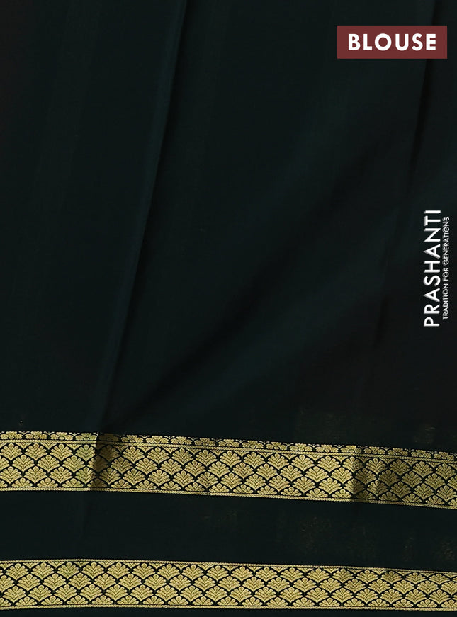 Pure mysore silk saree red and bottle green with plain body and rettapet zari woven border