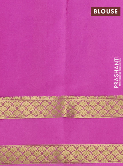 Pure mysore silk saree deep coffee brown and light pink with plain body and rettapet zari woven border