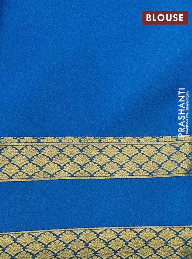 Pure mysore silk saree royal blue and cs blue with plain body and rettapet zari woven border