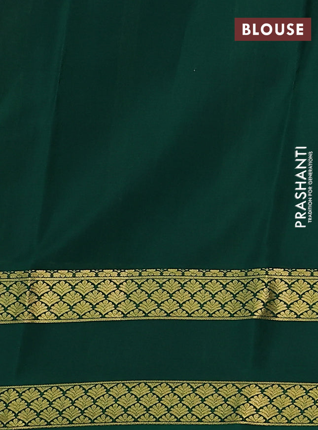 Pure mysore silk saree dark pink and green with plain body and rettapet zari woven border