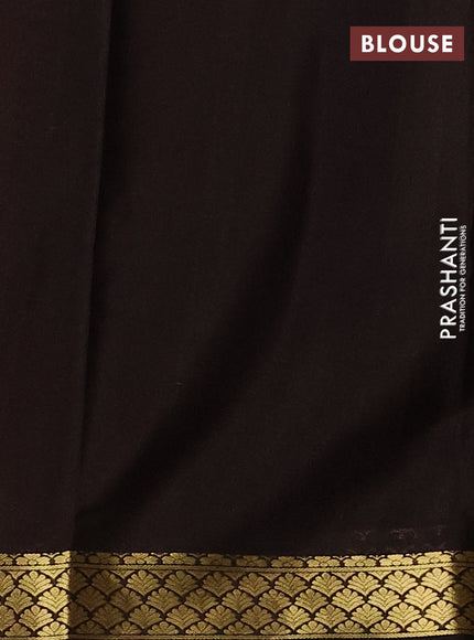 Pure mysore silk saree mustard yellow and deep coffee brown with plain body and rettapet zari woven border