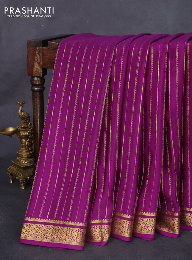 Pure mysore silk saree purple with allover zari weaves and zari woven border