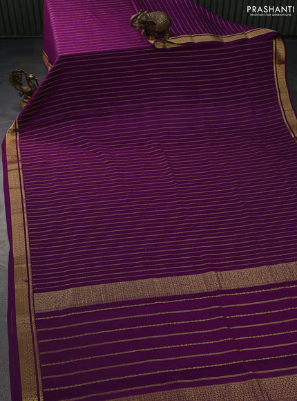 Pure mysore silk saree purple with allover zari weaves and zari woven border