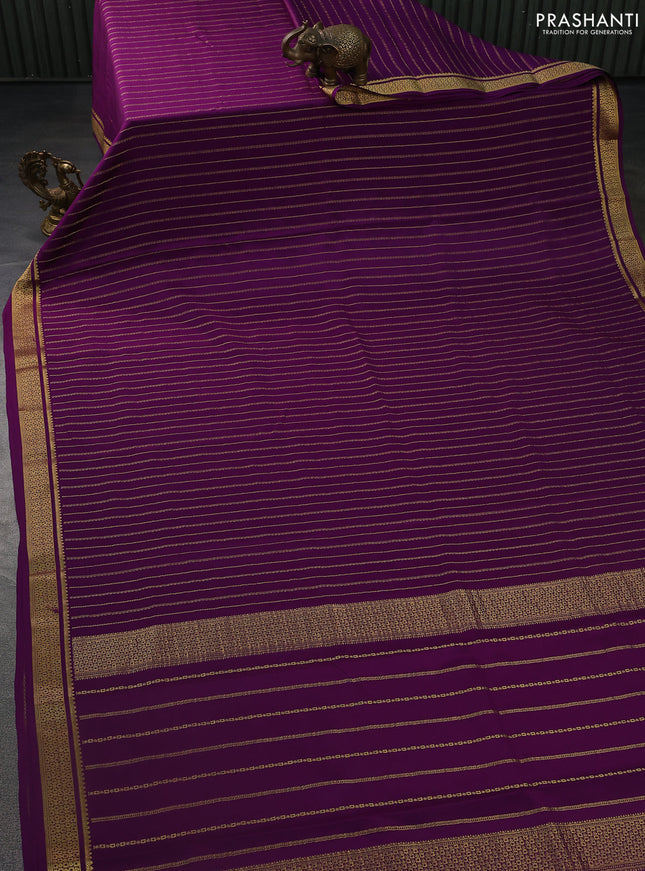 Pure mysore silk saree purple with allover zari weaves and zari woven border