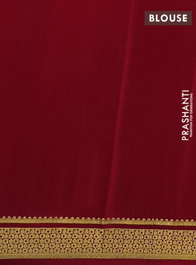 Pure mysore silk saree red with allover zari weaves and zari woven border