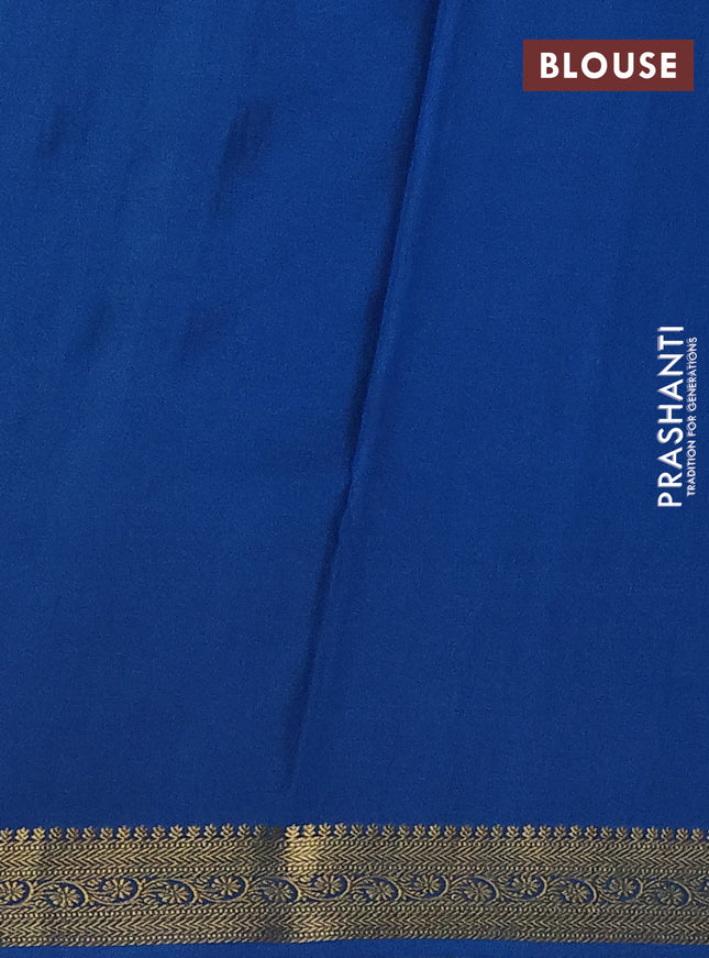 Pure mysore silk saree light green and blue with allover zari weaves and zari woven border