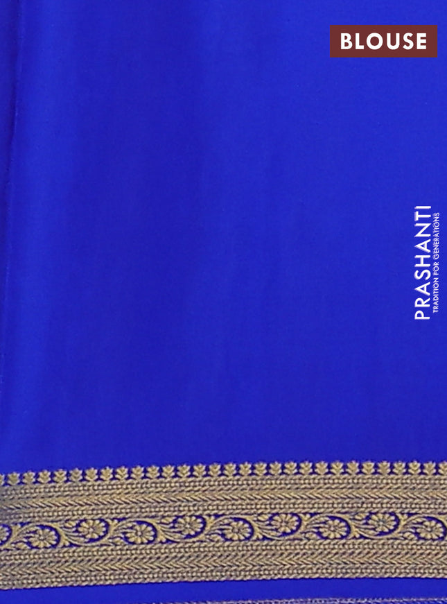 Pure mysore silk saree blue and royal blue with allover zari weaves and zari woven border