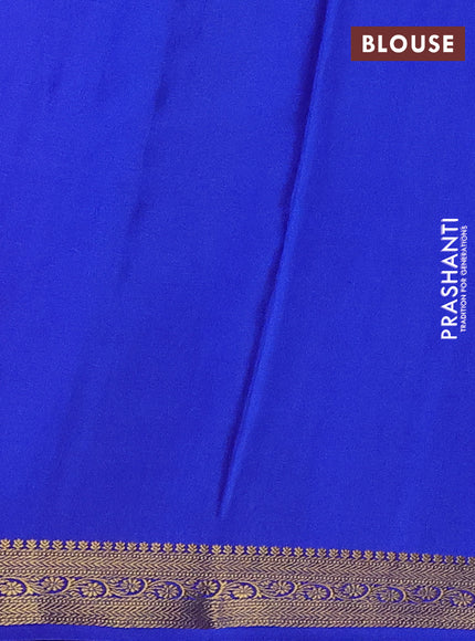 Pure mysore silk saree magenta pink and blue with allover zari weaves and zari woven border