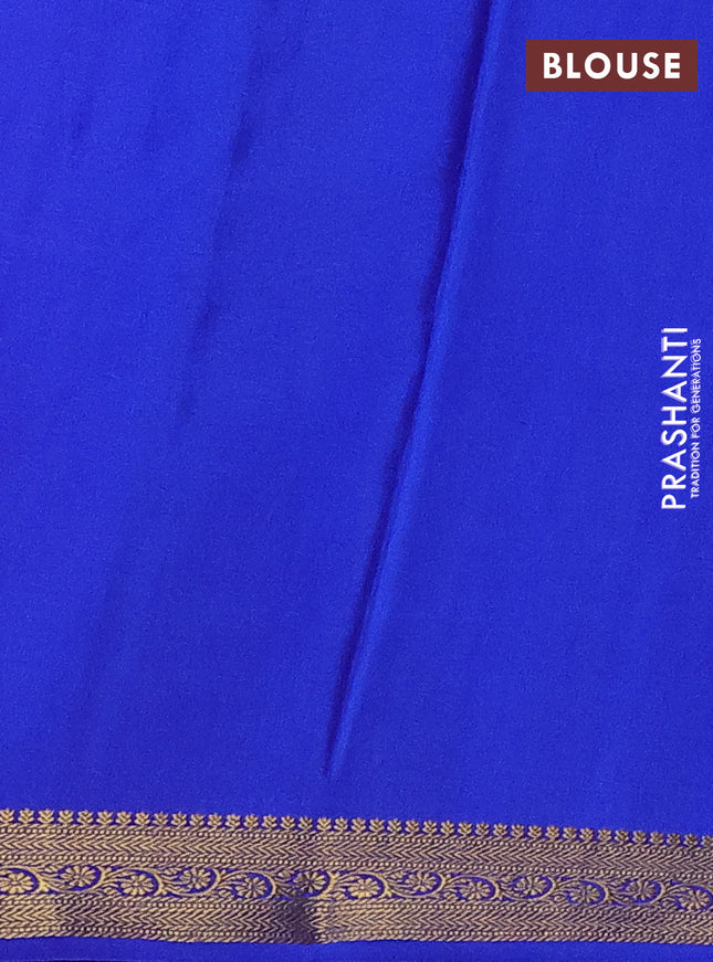 Pure mysore silk saree magenta pink and blue with allover zari weaves and zari woven border