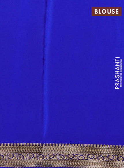 Pure mysore silk saree teal blue and blue with allover zari weaves and zari woven border