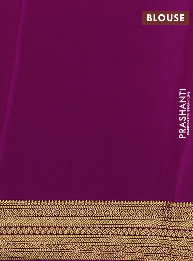 Pure mysore silk saree peach pink and dark magenta pink with allover zari woven buttas and zari woven border