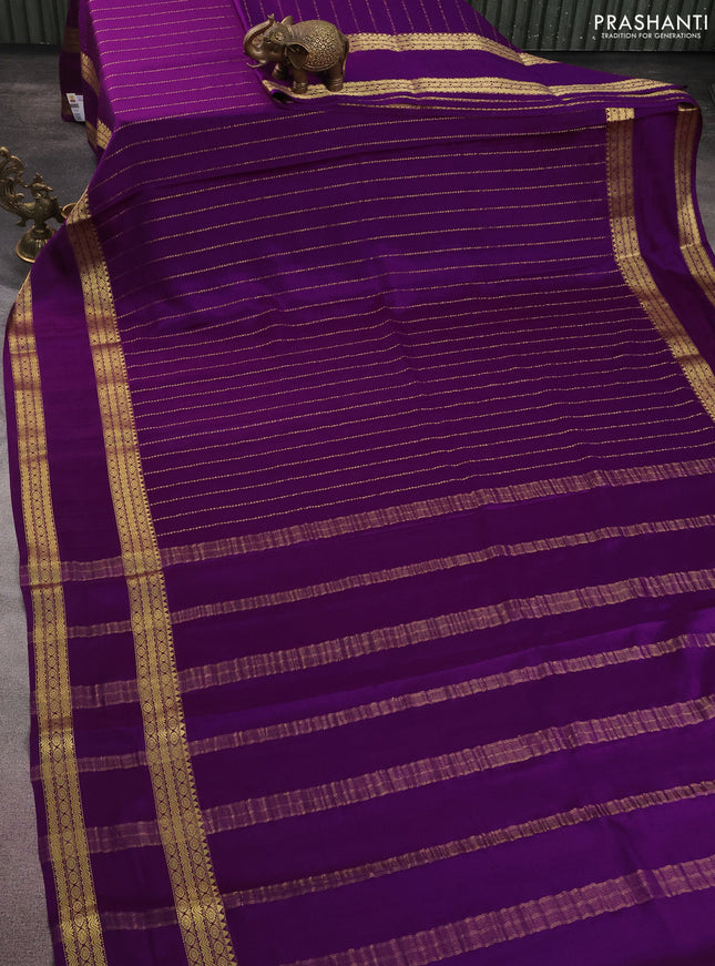 Pure mysore silk saree purple with allover zari weaves and rettapet zari woven border