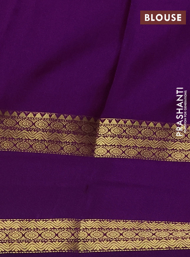 Pure mysore silk saree purple with allover zari weaves and rettapet zari woven border
