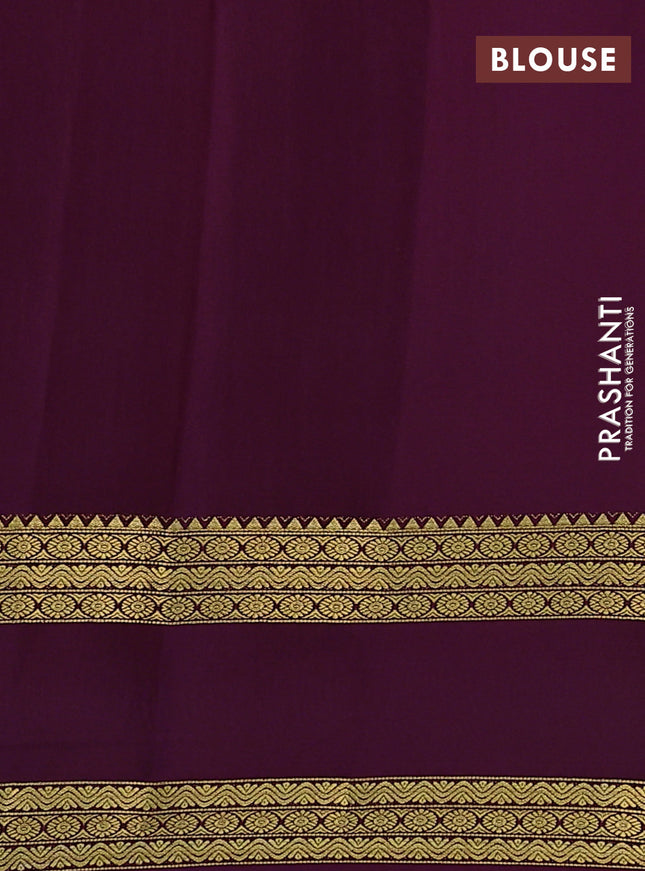 Pure mysore silk saree wine shade with allover zari weaves and rettapet zari woven border