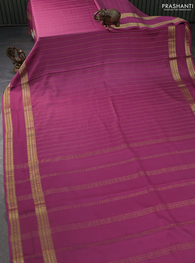 Pure mysore silk saree mauve pink with allover zari weaves and rettapet zari woven border