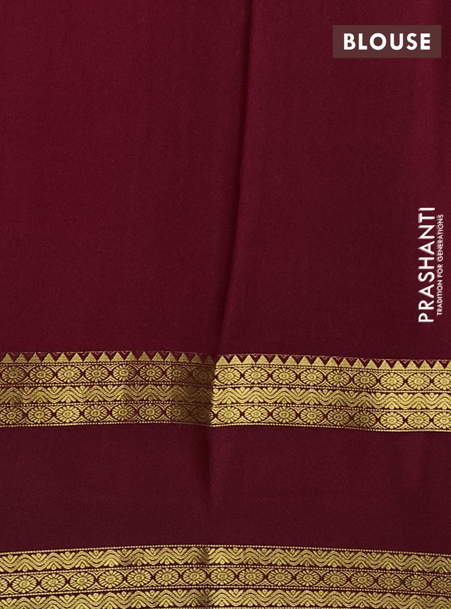 Pure mysore silk saree maroon with allover zari weaves and rettapet zari woven border